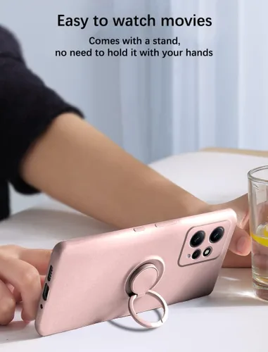 Vista 7 de Funda compatible con Redmi Note 12 4G con soporte de anillo rosa, funda para teléfono Xiaomi Redmi Note 12 4G, funda de silicona líquida con forro