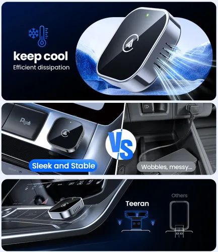 Vista 7 de Teeran Adaptador inalámbrico CarPlay y Android Auto 2 en 1