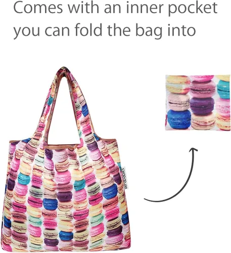 Vista 5 de allydrew Bolsa plegable de nailon reutilizable (juego de 2), macarons