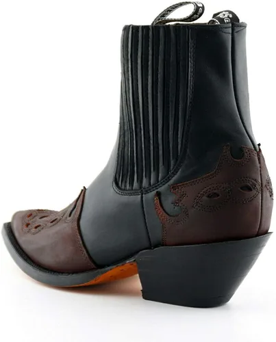 Vista 4 de Grinders Arizona Lo - Botas de motorista unisex de piel con tacón cubano y vaquero, color negro y burdeos