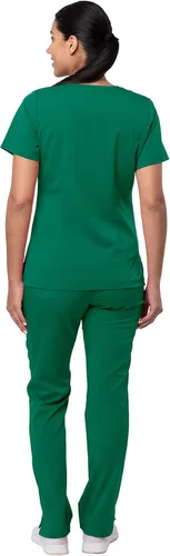 Vista 2 de Adar Pro - Conjunto para mujer camiseta con cuello en V y pantalones con múltiples bolsillos para trabajo ropa de enfermera