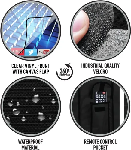 Vista 6 de Funda para TV en exteriores con cubierta frontal transparente, protector universal resistente al agua para TV de 60 a 65 pulgadas, se adapta a