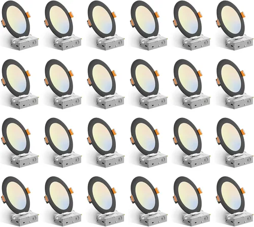 Vista 8 de Amico Paquete de 24 luces de techo empotrables ultrafinas de 3 pulgadas, 5 CCT, con caja de conexiones, 2700K/3000K/3500K/4000K/5000K