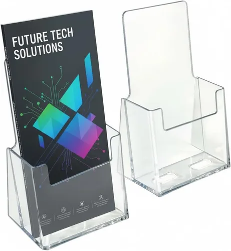 Vista 8 de Azar Displays 252922-2PK - Soporte triple para folletos con bolsillo para tarjetas de visita, paquete de 2, transparente