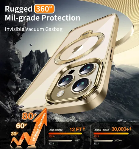 Vista 3 de [Anillo de metal CD y soporte invisible giratorio de 360° ] Funda magnética para iPhone 13 Pro Max [Parachoques galvanizados a prueba de golpes]