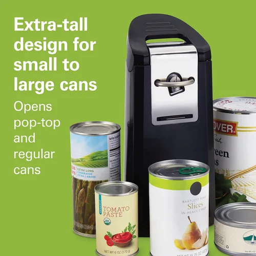 Vista 5 de Hamilton Beach Smooth Touch - Abrelatas automático eléctrico con palanca de fácil empuje, para todos los tamaños estándar y Pop-Top, extra alto