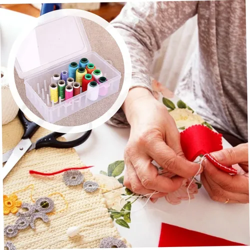 Vista 9 de COHEALI 2 unids 42 42 ranuras de gran capacidad de hilo de coser titular caja organizador para el hogar para carretes de hilo