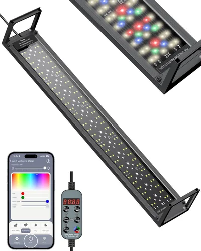 Vista 8 de Pawfly Luz LED de acuario de 17 W, 24/7 para tanques de 12 a 18 pulgadas, luz extensible para pecera con espectro completo, luces blancas, azules