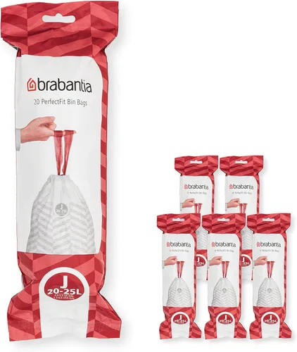 Vista 34 de Bolsas de basura Brabantia PerfectFit (Tamaño W/1.3 Gal) Forros de basura de plástico grueso con asas de cordón (200 bolsas)
