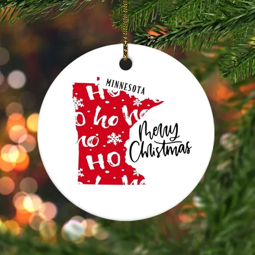 Vista 19 de Flat Circle Ceramic Christmas Ornaments,Merry Christmas US Nevada State Map Ornaments for Christmas Tree Hanging Decorations Funny Holiday Keepsake