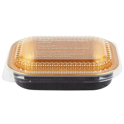 Vista 6 de Durable Packaging recipiente de plástico para plato principal con tapa de cúpula, tamaño grande, S, Negro y Dorado, 100