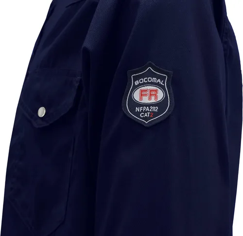 Vista 4 de BOCOMAL Camisas FR Resistente a la llama 100% C NFPA2112 7.5oz Camisa de soldadura resistente al fuego para hombres