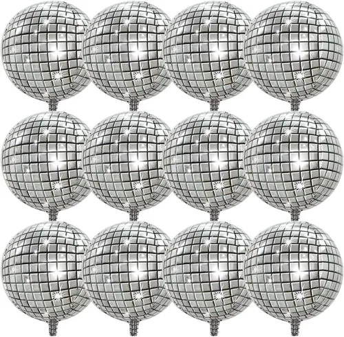 Vista 6 de FBQ Kit de arco de globos de discoteca 4D, globos de aluminio de disco de los años 70, 80, 90, fiesta de discoteca, aniversario, decoración