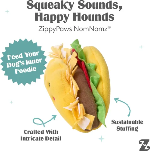 Vista 3 de ZippyPaws NomNomz - Juguetes chirriantes para perros para mantenerlos ocupados, divertido peluche de comida para perros pequeños y medianos, lindo