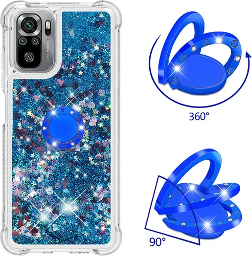Vista 3 de Funda a prueba de golpes para Xiaomi Redmi Note 10S/Note 10 4G, brillante brillante corazón de diamante arco iris arena movediza transparente TPU