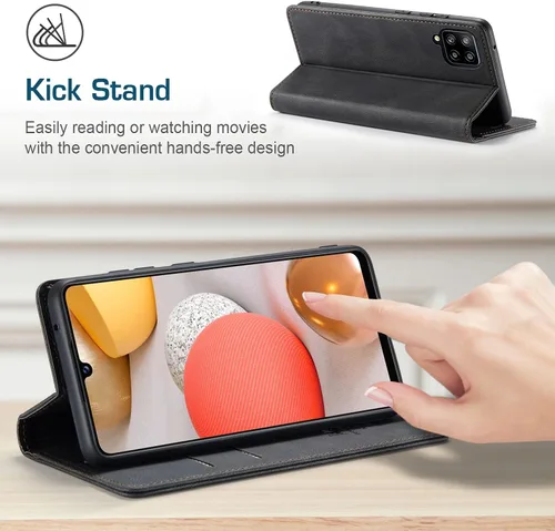 Vista 3 de Funda para Samsung Galaxy A42 5G con bloqueo RFID, tarjetero y función atril magnético, funda de piel con tapa para Samsung Galaxy A42 5G de 6.6