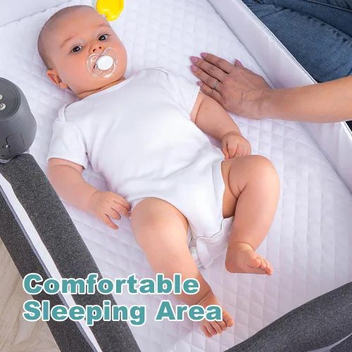 Vista 2 de RONBEI Moisés, Moisés para Bebé, Cuna Junto a la Cama, Moisés Junto a la Cama para Recién Nacido e Infante Ruedas Integradas, Gris Oscuro