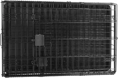 Vista 4 de Amazon Basics Jaula para perros duradera y plegable de alambre de metal con bandeja, puerta doble, 30 x 19 x 21 pulgadas, color negro