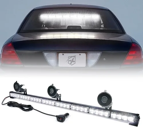 Vista 11 de Xprite Barra de luz de asesor de tráfico de 35.5 pulgadas, luces estroboscópicas LED de emergencia con 21 patrones de flash, montaje de succión