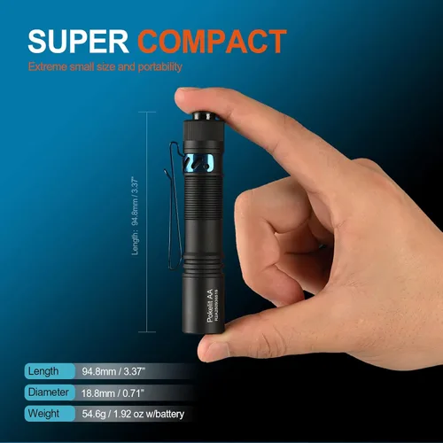 Vista 4 de ACEBEAM Pokelit - Mini linterna recargable AA con clip, linterna EDC de bolsillo de 550 lúmenes altos, linterna pequeña súper brillante, linterna