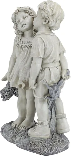 Vista 4 de Jóvenes novios: estatua de jardín de niños besando