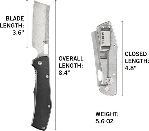 Vista 6 de Gerber Gear Flatiron Cuchillo de Bolsillo Plegable, Cuchillo Plegable de Acero Inoxidable EDC con Hoja de Cuchilla de 3.6" y Clip de Bolsillo, Negro