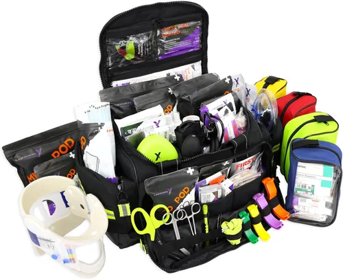 Lightning X Bolsa modular X-grande de primeros auxilios EMT Medic para trauma con suministros de kit de primeros auxilios de emergencia (Negro)