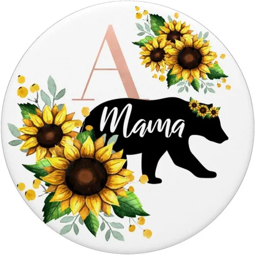 Vista 3 de Mama Bear Girasol Floral Letra A PopSockets PopGrip: Agarre intercambiable para teléfonos y tabletas