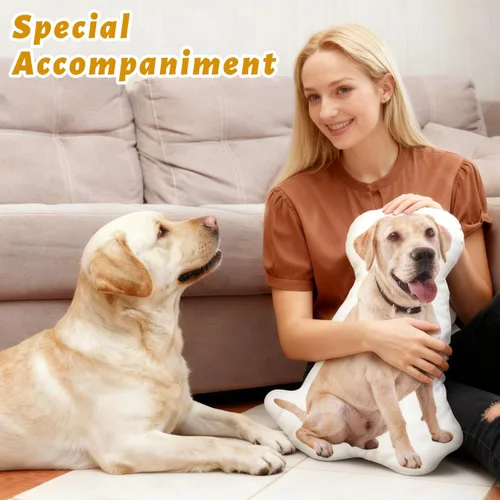 Vista 2 de Almohadas con fotos personalizadas, almohada facial personalizada de mascotas, almohada impresa de doble cara, almohada personalizada con cara