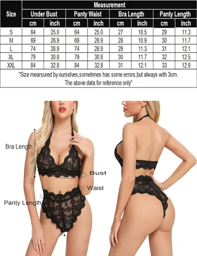 Vista 6 de Ababoon Conjunto de lencería sexy para mujer, conjunto de brasier y bragas de cintura alta, conjunto de ropa interior de 2 piezas S-XXL