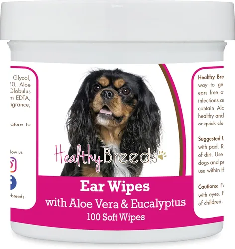 Vista 207 de Healthy Breeds Shih Tzu Toallitas de limpieza de oídos con aloe y eucalipto para perros, 100