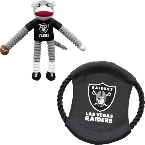 Vista 7 de Littlearth NFL Unisex NFL Sock Monkey and Flying Disc Pet Toy Combo Set