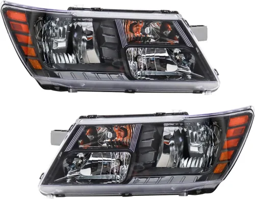 Vista 321 de TRQ Juego de Conjunto de Ensamble de Faros de 2 Piezas de Desempeño Halógeno con Marco Cromado Conductor y Lado del Pasajero Compatible con Mercedes