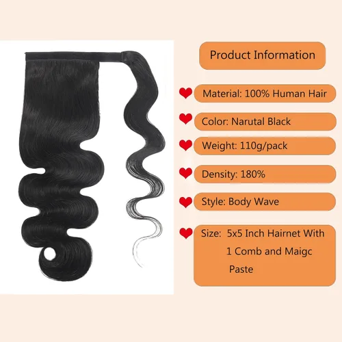 Vista 3 de Cola de caballo de cabello humano ondulado con pasta mágica deformación alrededor de la extensión de cabello humano rizado para mujeres negras, 150%