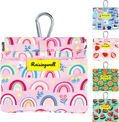 Vista 7 de Raisingwell Bolsa de entrenamiento para mascotas de tamaño bolsillo, tela de algodón, bolsa de paseo para perros manos libres con mosquetón
