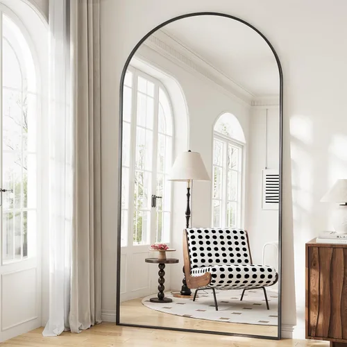 Vista 27 de Espejo de gran tamaño de longitud completa, 35"x78" gran espejo arqueado de longitud completa con soporte, decoración de habitación, espejo grande