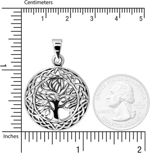 Vista 3 de withlovesilver sólida plata esterlina 925celta Ronda Cut Out Árbol de la vida colgante
