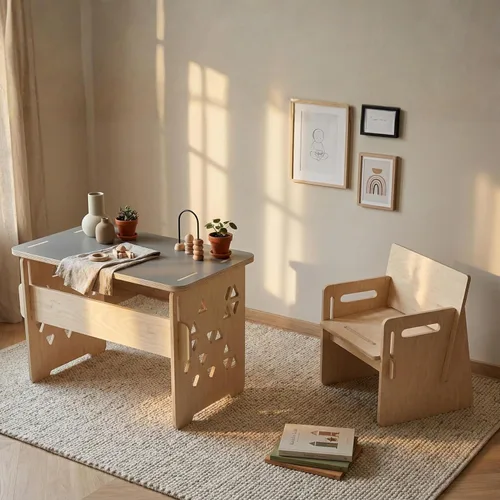 Vista 6 de Montessori Children's Desk with Chair Encourages Creativity and Independence, Lightweight and Easy to Assemble