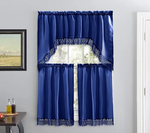 Vista 14 de American Linen Cortinas de café para cocina, cortinas de baño con cenefa, borde de encaje bordado. (amarillo)