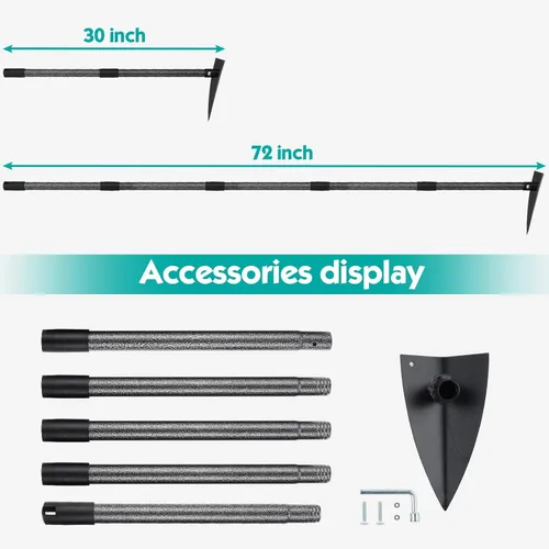 Vista 4 de Azada triangular, azada de jardín de metal para deshierbar mango largo de 60 pulgadas, herramienta de jardín de mano de jardinería resistente