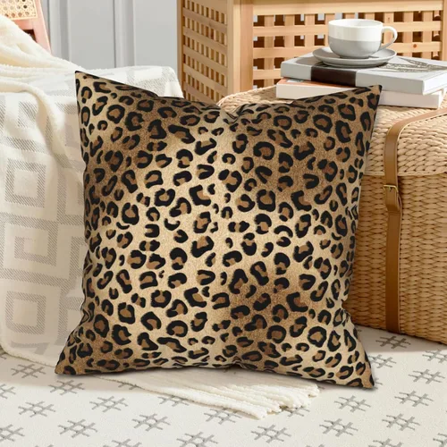 Vista 6 de Fundas de almohada marrón leopardo - 2 piezas Funda de almohada de guepardo 18x18 pulgadas Fundas de almohada de algodón con estampado de animales