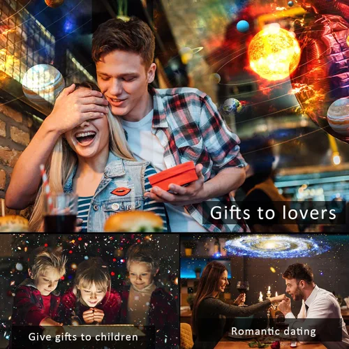 Vista 8 de Proyector de estrellas, proyector de planetario mejorado para dormitorio, proyector educativo de galaxia de audio con 13 discos Galaxy reemplazables