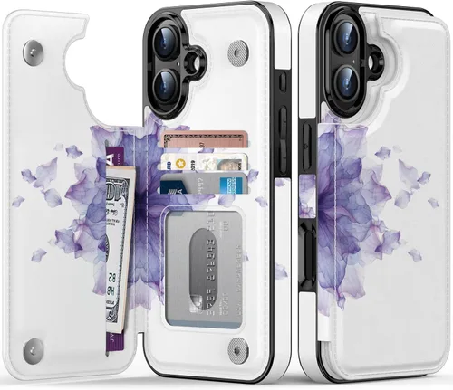 Vista 490 de LETO para iPhone 15 Pro Funda tipo cartera - Tapa tipo folio con patada - Diseños de moda - Tarjetero - Funda protectora para mujeres y niñas - 6.1