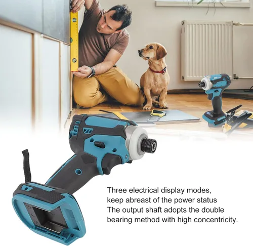 Vista 5 de Destornillador de impacto sin escobillas de iones de litio con luces LED para construcción de carpintería y proyectos de bricolaje