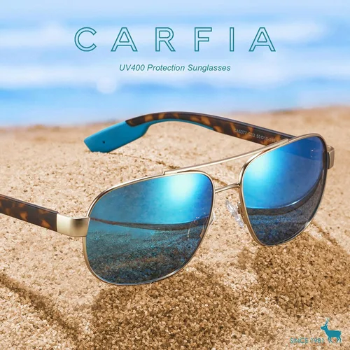 Vista 5 de CARFIA Gafas de sol clásicas para hombre de metal polarizadas protección UV CA5377
