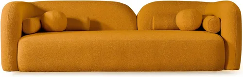 Vista 12 de Sofá Boucle de estilo japonés, moderno sofá con respaldo curvado apretado, estilo minimalista, cómodo sofá para sala de estar y apartamento (beige 2)