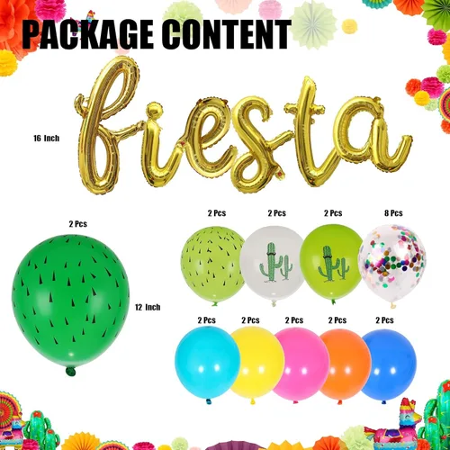 Vista 3 de 40 globos de papel de aluminio para fiesta con temática mexicana, taco, llama, cactus, aguacate, mylar, cumpleaños, fiesta mexicana, globos de látex