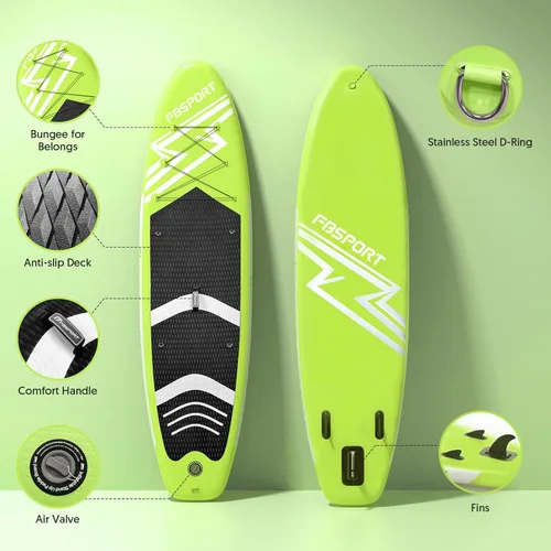 Vista 66 de FBSPORT Tabla de remo de pie prémium de 11 pies, tabla de yoga con accesorios de SUP y bolsa de transporte, amplia posición, control de surf