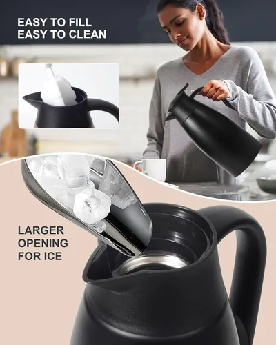 Vista 4 de Jarra térmica de café de 70 onzas para mantener el calor, 2 dispensadores de Airpot, olla térmica aislada al vacío de acero inoxidable para café
