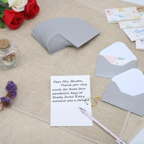 Vista 6 de 100 Pack 4 x 2.75" Mini Envelopes Metallic Silver 120GSM Gift Card Envelopes Bulk Small Paper Gift Card Sleeves Greeting Card Business Card Tiny